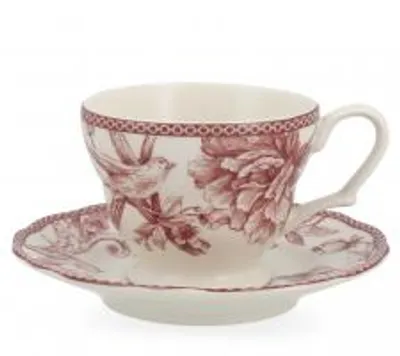 Immagine prodotto di H&H Set 6 Tazze Tè Primrose In Porcellana Con Piattino Cc 240