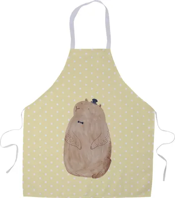 Produktbild von Mr. & Mrs. Panda Kochschürze Murmeltier - Gelb Pastell - Geschenk, Freundlichkeit, Latzschürze, Knigge, Lustige Sprüche, Küchenschürze, Küchenzubehör, Fröhlichkeit