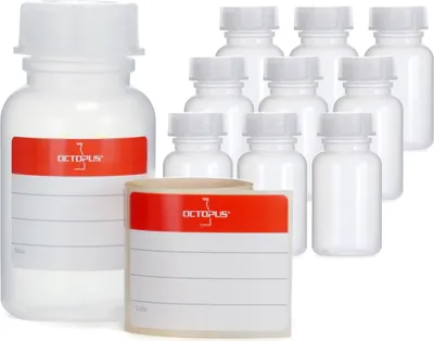 Produktbild von 10x 100 ml Weithalsflasche mit Deckel, naturfarben, rund, G 32