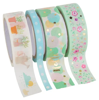 Produktbild von folia 26435 - Washi Tape, Klebeband aus Reispapier, Hotfoil Frühjahr I, 4er Set