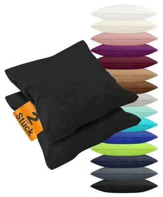 Productafbeelding van Set van 2 kussenslopen van jersey-katoen, effen, ongeveer 80 x 80 cm, zwart