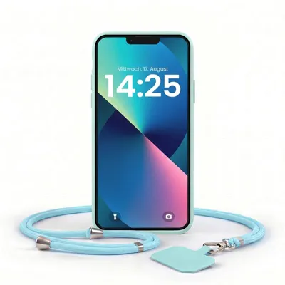 Produktbild von Handyhülle für Apple iPhone 13 mit Handykette Band Kordel Hülle Case Schutzhülle Hellblau