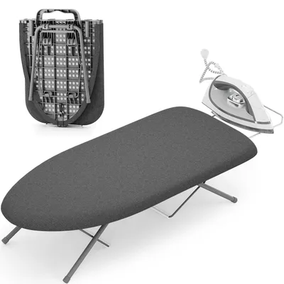 Klappbügelbrett mit Eisenablage, 76,2 x 30,48 x 17,78 cm, schwarz