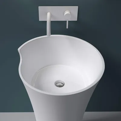 Produktbild von Mai & Mai Design Standwaschbecken freistehend in weiß, aus Mineralguss, Waschtisch, BTH: 51x51x88cm Col30