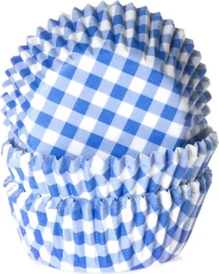 Produktbild von 60 Mini Muffinförmchen, blau weiß kariert