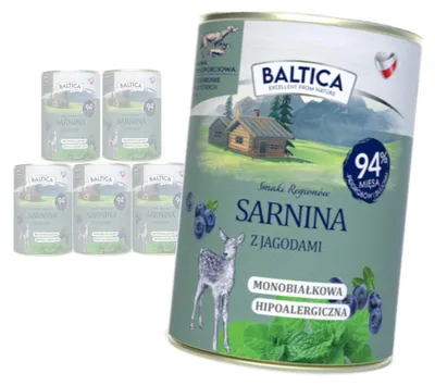 Produktbild von Baltica Rehfleisch mit Brombeeren 6x400g Monoprotein Getreidefrei Nassfutter für Hunde
