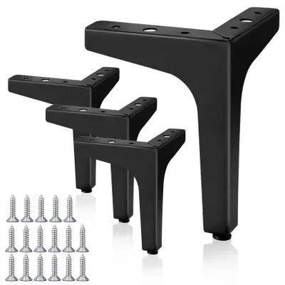 Obrázek produktu pro 4 kusy černých nohou na nábytek, 15 cm, trojúhelníkové nohy na nábytek, kov