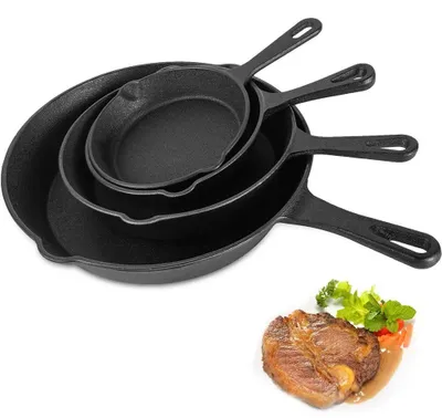 Immagine prodotto di Set di padelle in ghisa - 4 pezzi - Padelle piccole da 4/16/20/26 cm - Antiaderenti - Per uova e omelette - Adatte a fornelli a gas e a induzione, resistenti al forno