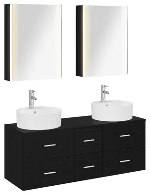 Productafbeelding van vidaXL Badkameraccessoireset, 5 stuks, zwart eikenhout