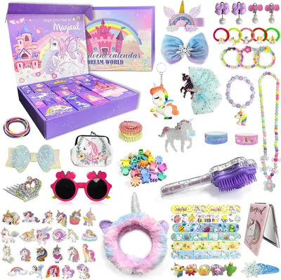 Image de Calendrier de l'Avent de Noël 2024 - Compte à rebours pour Noël - 24 jours - Cadeaux de l'Avent - Calendrier de l'Avent - Cadeaux licornes pour filles et garçons