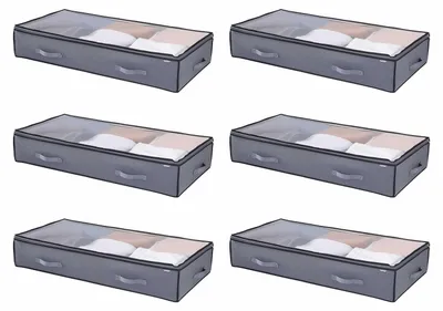 Image de VEVOR Commode sous le lit Sac de rangement sous le lit 6 pièces (996 x 500 x 180 mm) Bac sous le lit avec couvercles transparents (90 L), boîte de rangement Organiseur pour vêtements Chaussures Chambre à coucher