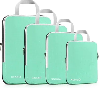 Produktbild von Famanu Kompressions-Packwürfel 4-teiliges Set quadratisch Kofferorganizer - Praktischer Reisegepäck Organizer