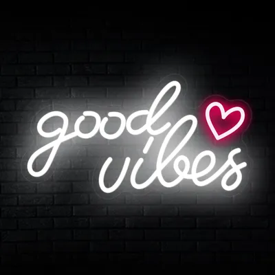 Produktbild von Good Vibes Neonlicht Dekoleuchten Leuchtschild Neon Schild Neon Sign, LED Leuchtreklame Wanddekoration für Gaming Zimmer Schlafzimmer Wand Bar Hochzeit Party Geschenke Deko
