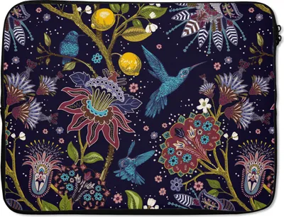 Produktbild von MuchoWow® Laptop Hülle 15 Zoll Muster - Vogel - Blume Laptoptasche - Laptoptasche - Sleeve - Rundum-Schutz