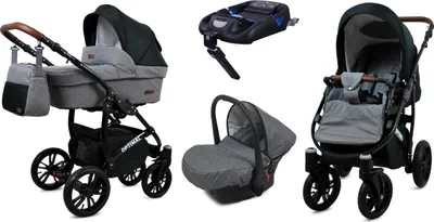 Obrázek produktu pro BabyLux® Optimal | Kocárek 4v1 Set | Grey Flex Black | Kombinovaný kocárek | Sada kocárku |