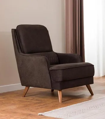 Obrázek produktu pro Relaxační křeslo do obývacího pokoje hnědé moderní dřevěné nohy Pohodlné čalouněné křeslo designové