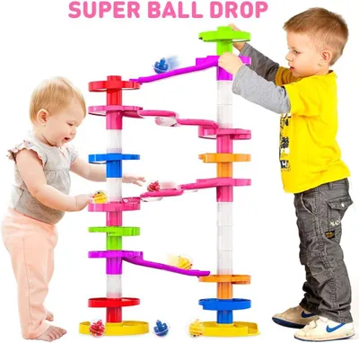 Productafbeelding van Super Ball Drop Tower - Gigantische stabiele balhellingen met grote ballen en bruggen voor baby's - Peuters en kleuters