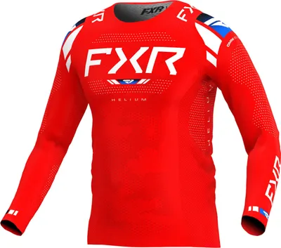 Imagen del producto de Camiseta de motocross FXR Helium 2025, color rojo/azul/blanco, talla S