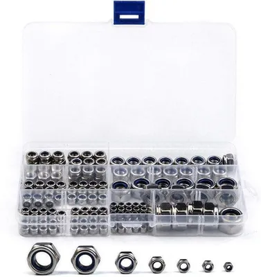 Image de Jeu de boulons et vis - avec boîte de rangement - M3/M4/M5/M6/M8/M10/M12 - Métal - Argent