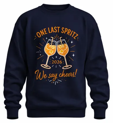 Imagen del producto de "One Last Spritz 2026" - Sudadera tipo jersey, ideal para fiestas de despedida de soltera (JGA), con estampado "Aperitivo de verano", color azul marino, talla S