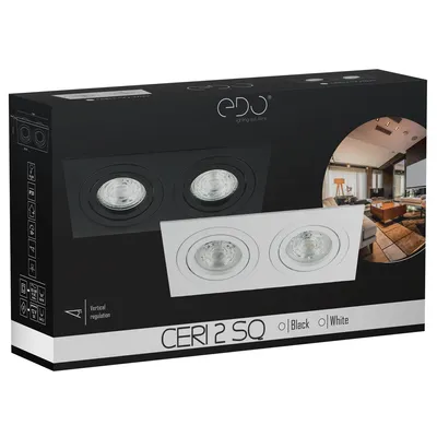 Image de Spot de plafond encastré CERI 2 SQ Black IP20 carré noir double EDO777475 EDO