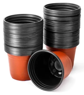 Produktbild von Elzusha – Set mit 100 Kunststoff-Pflanzgefäßen – 15 cm Blumentöpfe mit mehreren Drainagelöchern