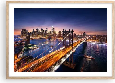 Produktbild von Gerahmtes Poster - Rahmen in heller Eiche - Usa amerika new york manhattan - 70x50 cm - Wand Bild - Wanddeko - Wandbilder - Wandposter - Bilderrahmen - Bilder - Kunstdruck - Wandbild - P2NAA70x50-2820