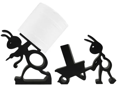 Produktbild von 3D-gedruckter Toilettenpapierhalter in Ameisenform | Set mit 2 lustigen, freistehenden Toilettenpapierhaltern, niedliche Badezimmerdekoration mit Ameisenmotiv | Modernes WC-Accessoire, praktisches Badezimmer-Set mit Halter