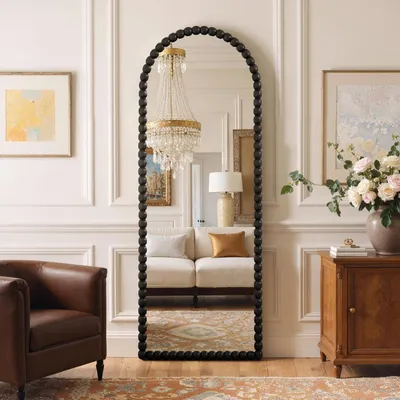 Immagine prodotto di Specchio a pavimento, specchio a figura intera, 145x53 cm, nero, stile vintage, decorativo