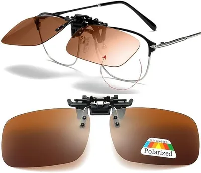 Produktbild von GKA polarisierte Aufsatz Clip on braun Überbrille für Brillenträger Sonnenbrillenaufsatz 100% UV klappbar Sonnenbrillen Aufsatz Sonnenbrillenaufsatz