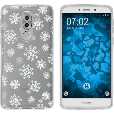 Produktbild von PhoneNatic Case kompatibel mit Huawei Honor 6x Silikon-Hülle X Mas Weihnachten Schneeflocken M2