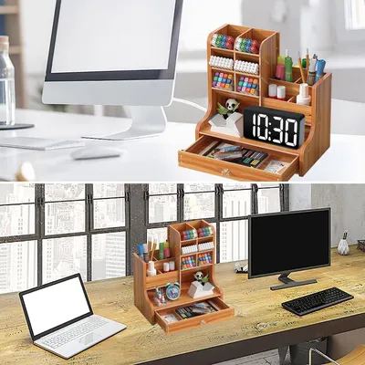 Produktbild von Holz-Büro-Organizer multifunktionale Lade für Bürotisch-Organisation Schreibtisch Schule Heim.
