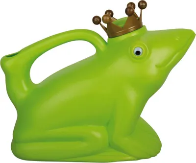 Produktbild von 3 Stück Esschert Design Gießkanne, Wasserkanne Motiv Froschkönig in grün aus Kunststoff, ca. 24 cm x 12 cm x 20 cm