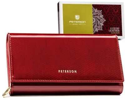 Obrázok produktu pre Peterson dámska kožená peňaženka červená RFID 19,5 cm