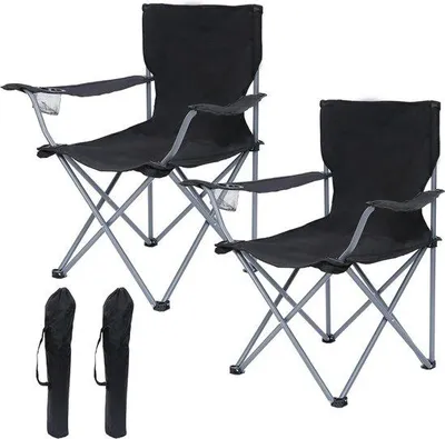 Produktbild von Famanu Campingstuhl Set 2 Stück - Klappstuhl mit Armlehnen und Becherhalter