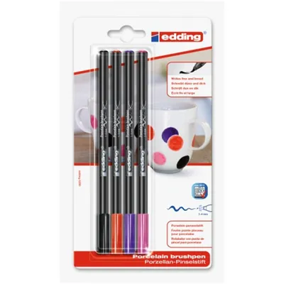 Immagine prodotto di penna a pennello per porcellana edding 4200 colori standard (confezione blister da 4)