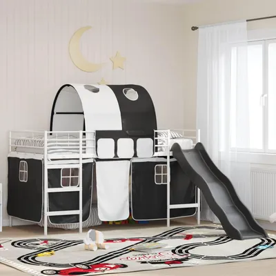 Image de Maison Exclusive - Lits superposés pour enfants blanc et noir 90 x 200 cm métal