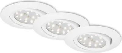 Immagine prodotto di Lampada da incasso a LED, set da 3, orientabile, 3 W, metallo bianco, 3000 K, Ø 8,2 cm Briloner