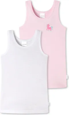 Produktbild von Schiesser 2er Pack Kids Girls Feinripp Organic Baumwolle Unterhemd / Top Mit tonalem Einfass an Hals und Arm, Herrlich bequeme Feinripp-Qualität, Aus nachhaltiger Baumwolle