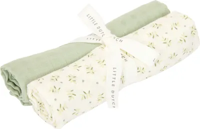 Produktbild von Little Dutch Swaddle Cloth Set Hydrophil 70x70 Heidelbeerblätter/Salbei
