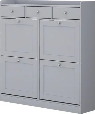 Immagine prodotto di Scarpiera da ingresso Vicco Vitto Grigio 100 x 99.5 cm con 3 cassetti e 4 scomparti pieghevoli, Model 56459