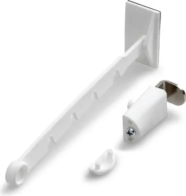 A white window regulator and stopper set on a white background.