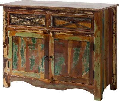 Produktbild von MASSIVMOEBEL24 Sideboard Altholz 110x45x85 mehrfarbig lackiert NATURE OF SPIRIT #130