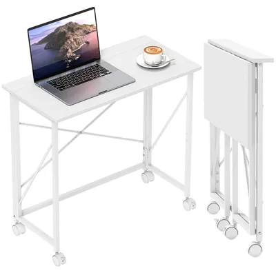 Produktbild von HOMCOM Schreibtisch Computertisch mit Rollen Faltbar Bürotisch mit Stahlgestell