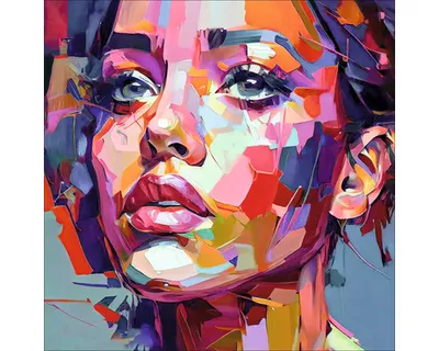 Produktbild von Glasbild Colorful Woman Portrait I 20x20 cm