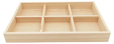Produktbild von Aufbewahrungsbox aus Holz mit 6 Fächern, für Kleinteile, Schreibtischaufbewahrung, Sockenaufbewahrung, Unterwäscheaufbewahrung, hölzernes Präsentationstablett für