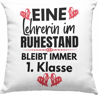 Produktbild von Trendation - Lehrerin Rente Geschenk Deko-Kissen mit Füllung 40x40 Ruhestand Geschenkidee Abschied Abschiedsgeschenk Beste Lehrerin 1. Klasse Pensionierung (Blau)