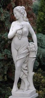 Produktbild von Casa Padrino Jugendstil Garten Deko Skulptur Frau Grau 44 x 30 x H. 140 cm - Elegante Garten Deko Stein Figur - Barock & Jugendstil Garten Deko Accessoires
