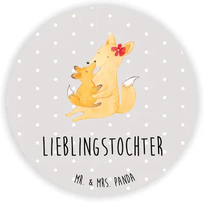 Produktbild von Mr. & Mrs. Panda magnet Fuchs Mama - Grau Pastell - Geschenk, Tochter, rundmagnet, für pinwand, kühlschrank, Muttertag, zettelhalter, Kühlschrankmagnet, Schoß, Mutter