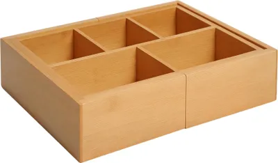 Produktbild von Aufbewahrungsbox, Ordnungsbox, Schubladen, Organizer, Ausziehbar, Bambus, Natur, 24,6 x 17,6 x 7 cm